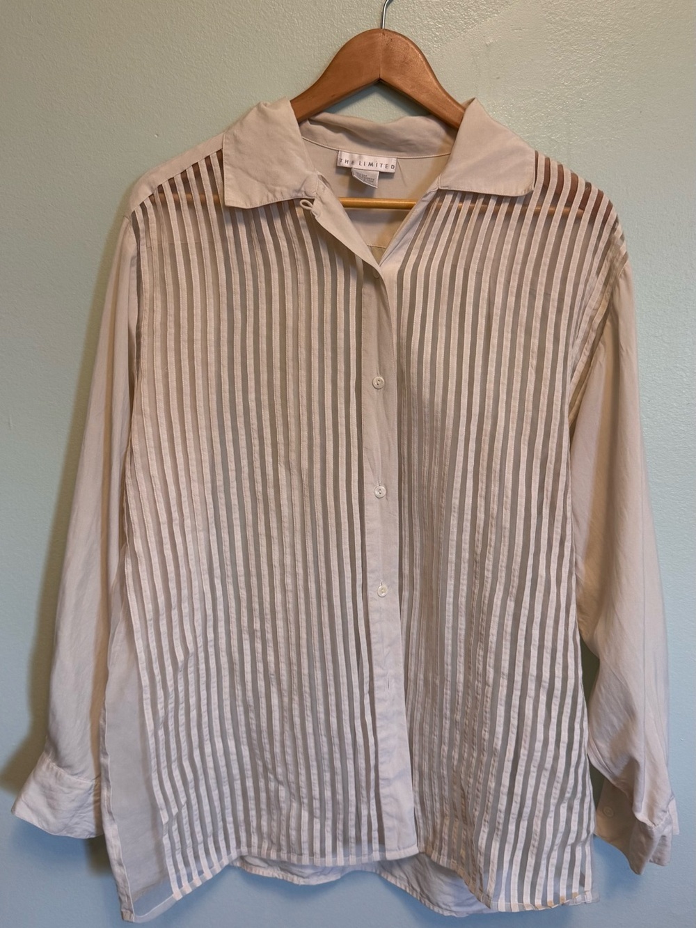 The Limited Cream Vertical Stripe Button-Down Shirt